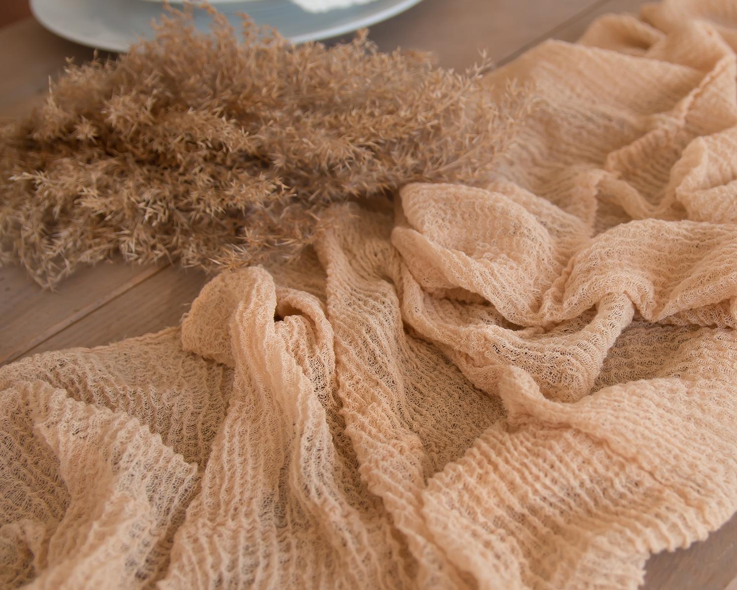 Gauze Cheesecloth Table Runner Latte color